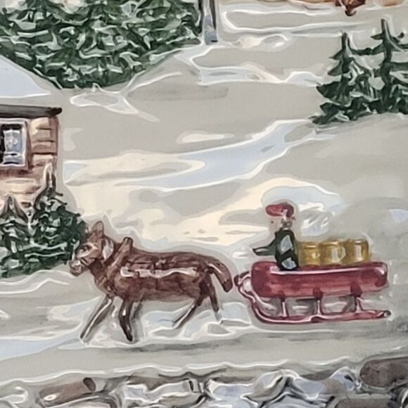 VTG E&R Golden Crown West Germany Winter Scene Plates Set of Two 9 Inch 1950s - Picture 3 of 12